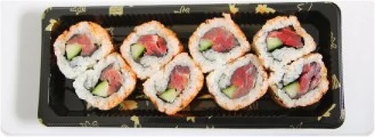 Zalm, roomkaas, komkommer, sesammix